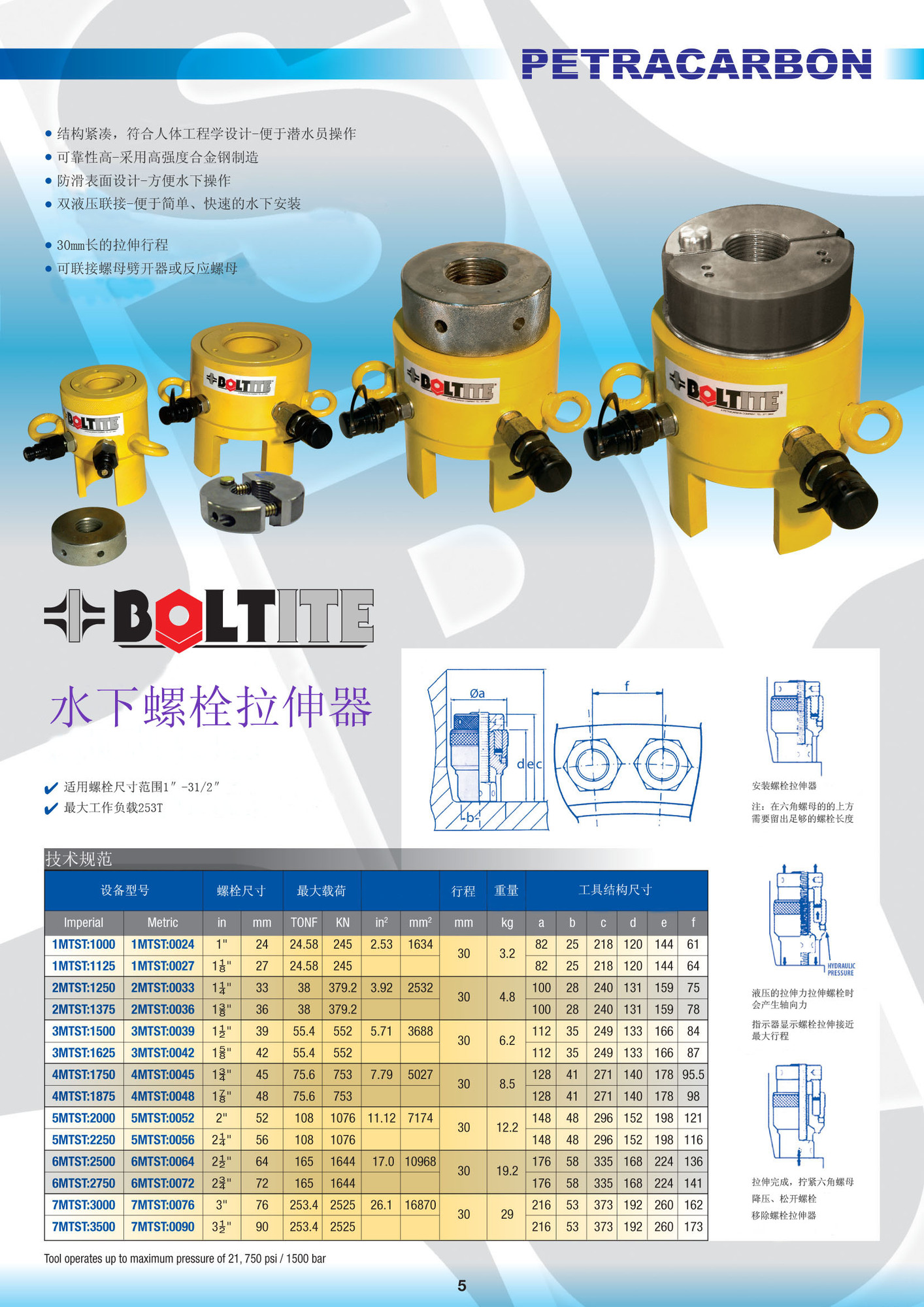 水下液压螺栓拉伸器螺栓紧固螺母拉伸器液压拉紧器
